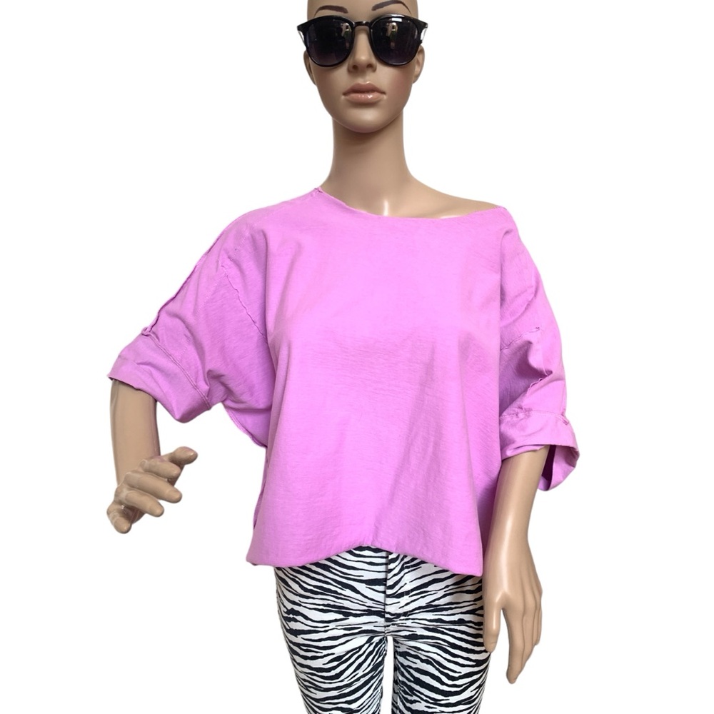 Zara oversized cropped T-shirt lavender top, S